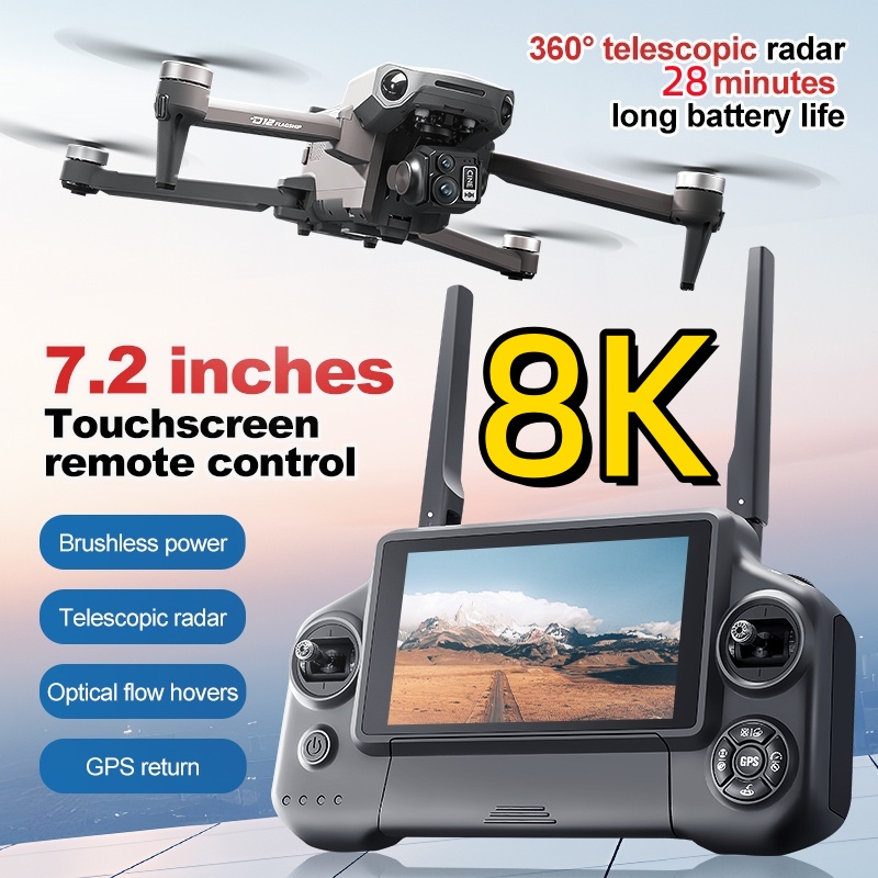 8K 3 Axis Gimbal Brushless 7.2 - Drone Controller Screen recension och pris